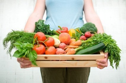 Basket of fruits and veggies